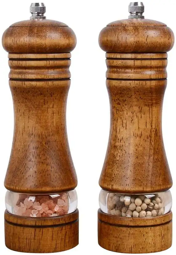 Pepper Grinder,Wood Salt and Pepper Grinder Mills Sets, Classic Salt Grinder Refillable Pepper Mill Sets with Acrylic Visible W
Pepper Grinder,Wood Salt and Pepper Grinder Mills Sets, Classic Salt Grinder Refillable Pepper Mill Sets with Acrylic Visible W