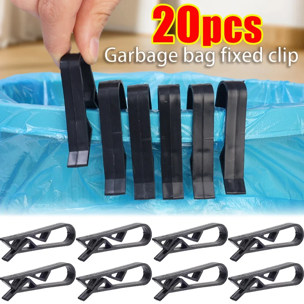 

20/2pcs Rubbish Bag Anti-Slip Holder Clamp Garbage Can Fixed Clips Practical Waste Basket Fixation Clip Snack Bag Sealing Tools