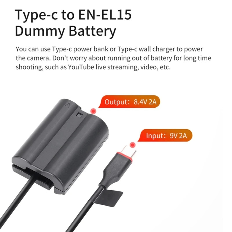 

EN-EL15 Dummy Connector, AC Power Adapter Kit for Nikon Z7 Z7II Cameras