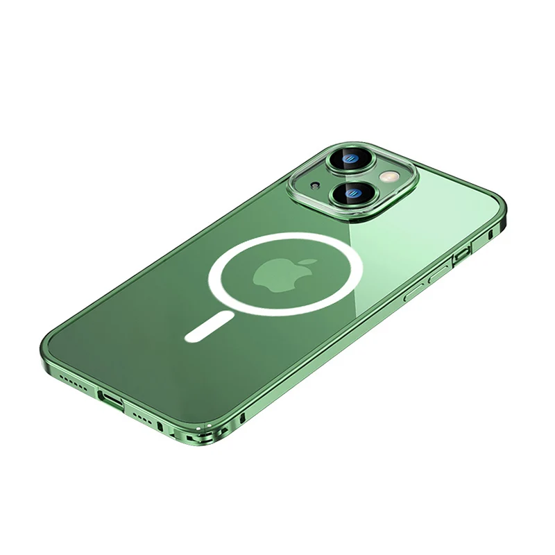 For iPhone 12 13 Pro Max Luxury Metal Frame Transparent Glass Camera Lens Protective Phone Case for Magsafe Aluminum Alloy Case
For iPhone 12 13 Pro Max Luxury Metal Frame Transparent Glass Camera Lens Protective Phone Case for Magsafe Aluminum Alloy Case