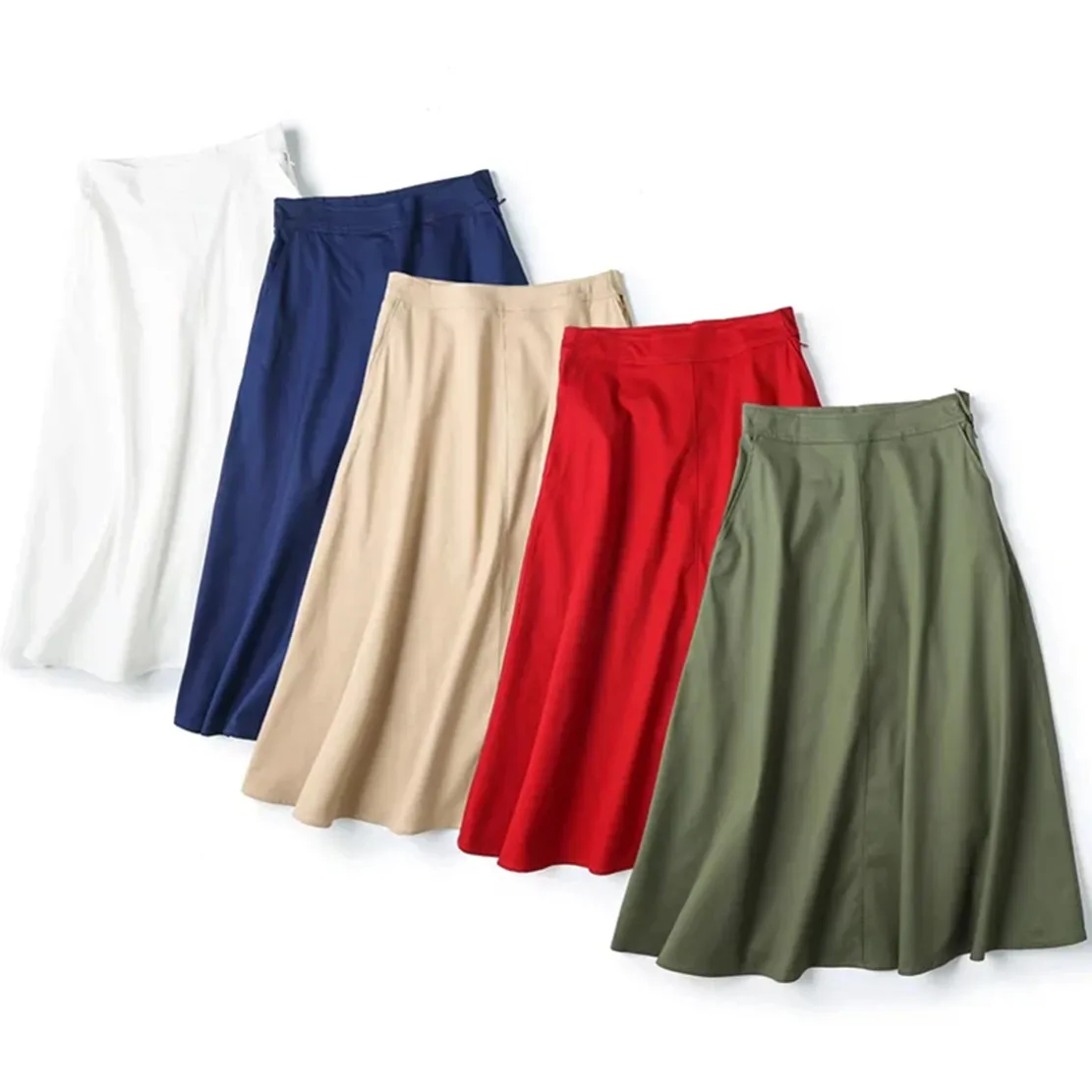 Elmsk 2022 England Style High Waist A-line Long Skirt Pure Cotton Basic Multicolor Simple Fashion Casual Midi Skirts Women
Elmsk 2022 England Style High Waist A-line Long Skirt Pure Cotton Basic Multicolor Simple Fashion Casual Midi Skirts Women