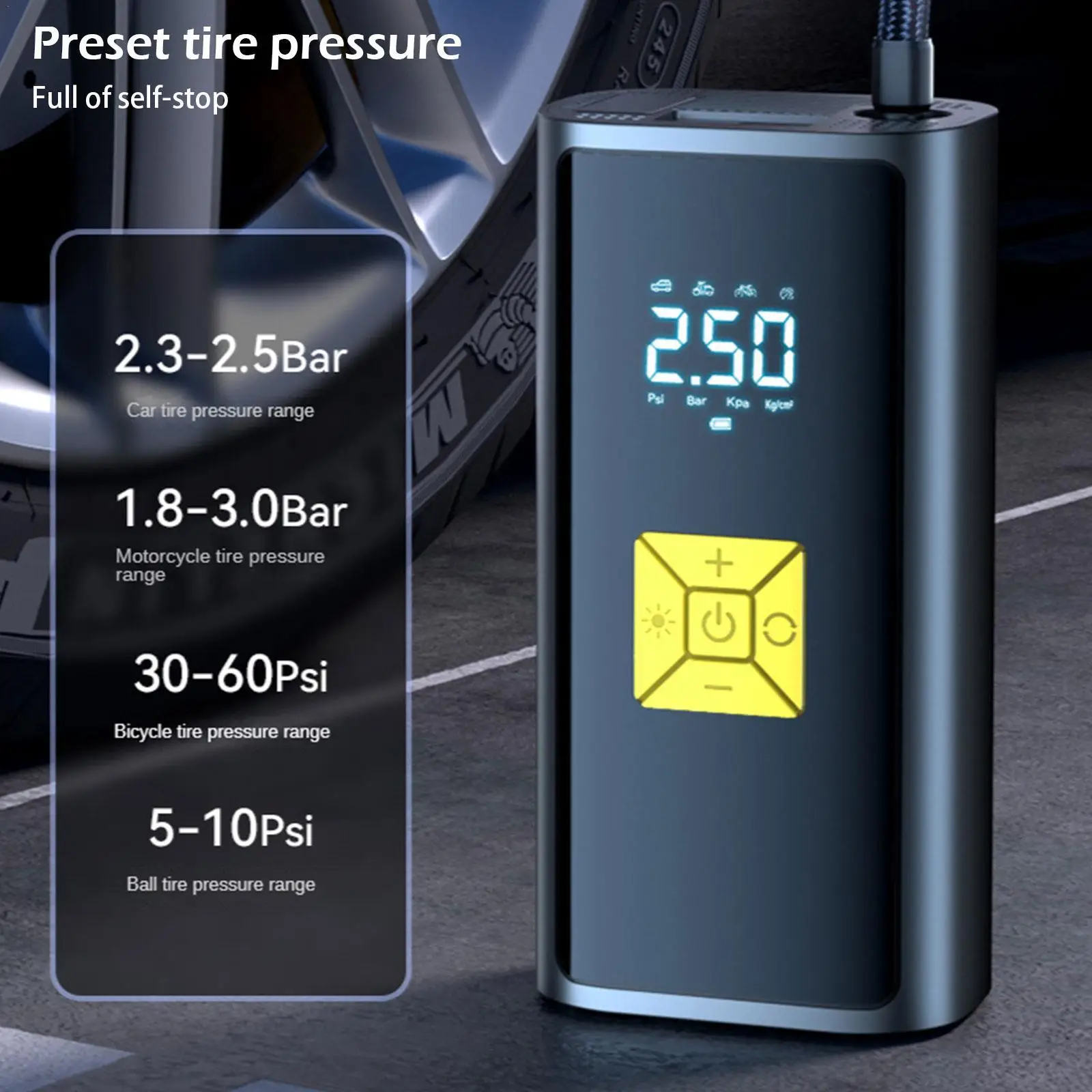 6000mAh 150PSI Car Air Compressor Electric Portable Tire Inflator Pump For Motorcycle Bicycle Boat AUTO Tyre Balls
6000mAh 150PSI Car Air Compressor Electric Portable Tire Inflator Pump For Motorcycle Bicycle Boat AUTO Tyre Balls