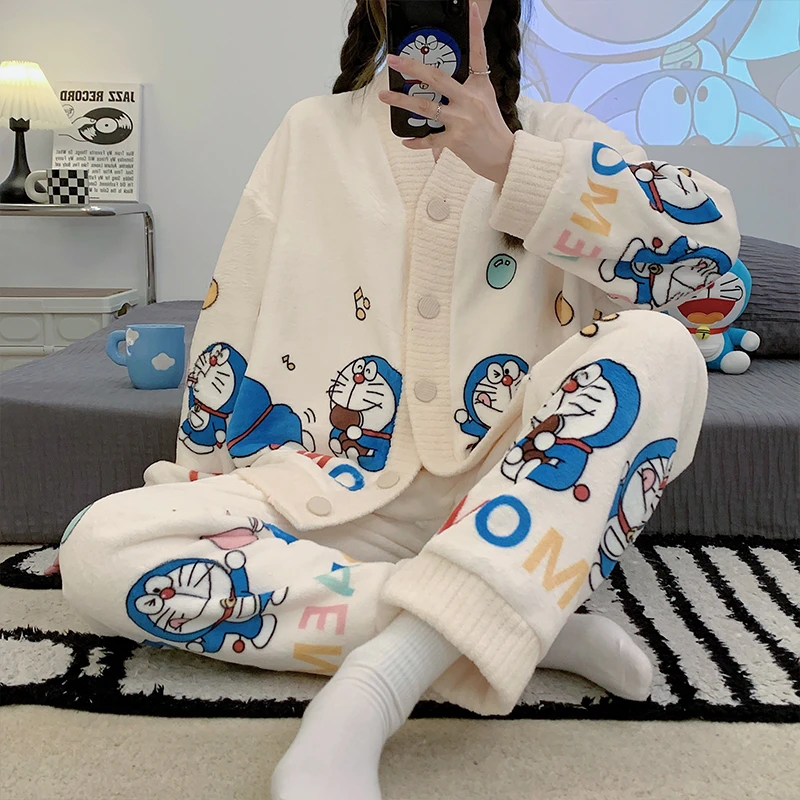 Cat Anime Pajama Sets Women Winter Thicken Korean Loose Cartoon Sleepwear Pijama Mujer Pajama suit Kawaii Soft Warm Pyjama
Cat Anime Pajama Sets Women Winter Thicken Korean Loose Cartoon Sleepwear Pijama Mujer Pajama suit Kawaii Soft Warm Pyjama
