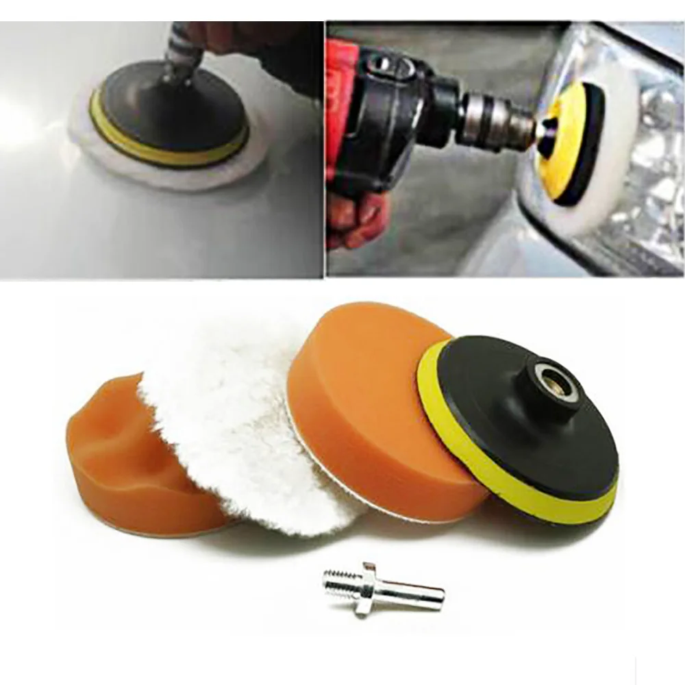 

4“ ​Gross ​Polish Polishing Buffer Pad Sponge Compound Waxing Polishing Wheel Tool Sponge Pad Drill Adapter Polisher Kit Set