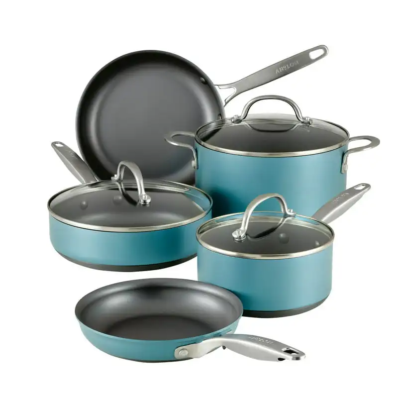 Hard Anodized Nonstick Cookware Pots and Pans Set, 8-Piece, Teal Molde para hornear Roti pan Accesorios freidora Cooling rack Ba
Hard Anodized Nonstick Cookware Pots and Pans Set, 8-Piece, Teal Molde para hornear Roti pan Accesorios freidora Cooling rack Ba