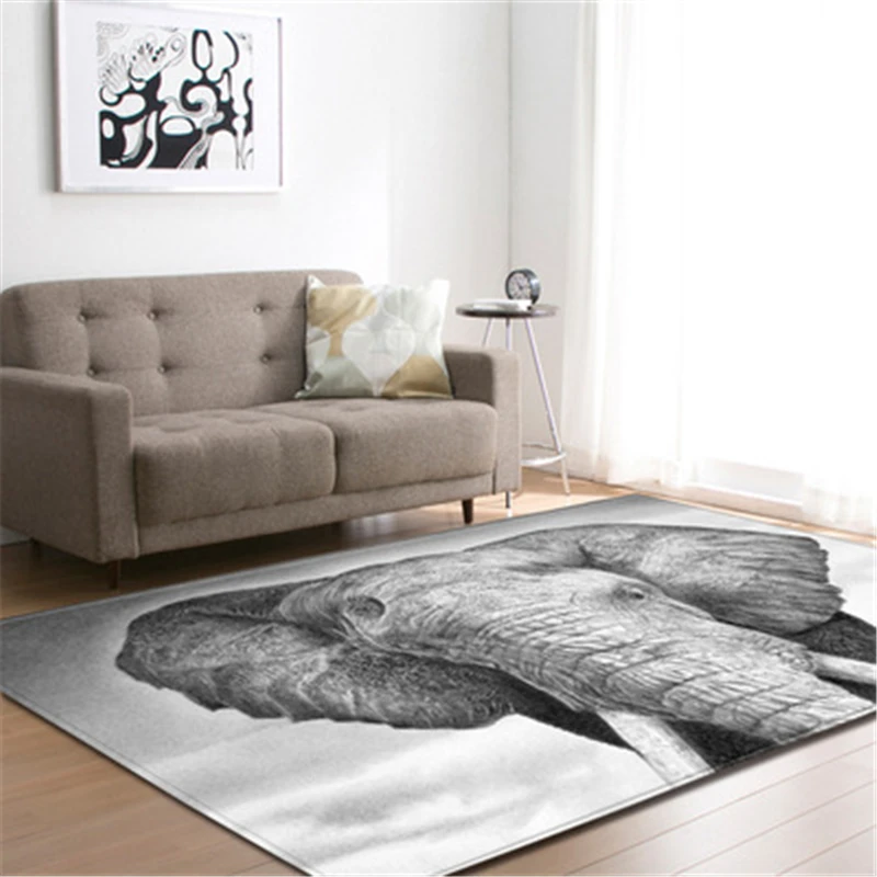 

Elephant 3D Carpet Living Room Area Rug Home Decor Kids Play Bedroom Mats Kitchen Rugs Flannel Velvet Memory Foam Floor Carpets