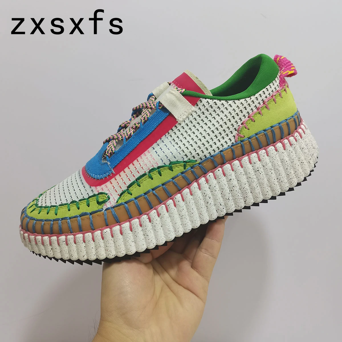 Кроссовки женские сетчатые на толстой подошве, повседневная обувь на платформе, со шнуровкой, на плоской подошве, хит продаж