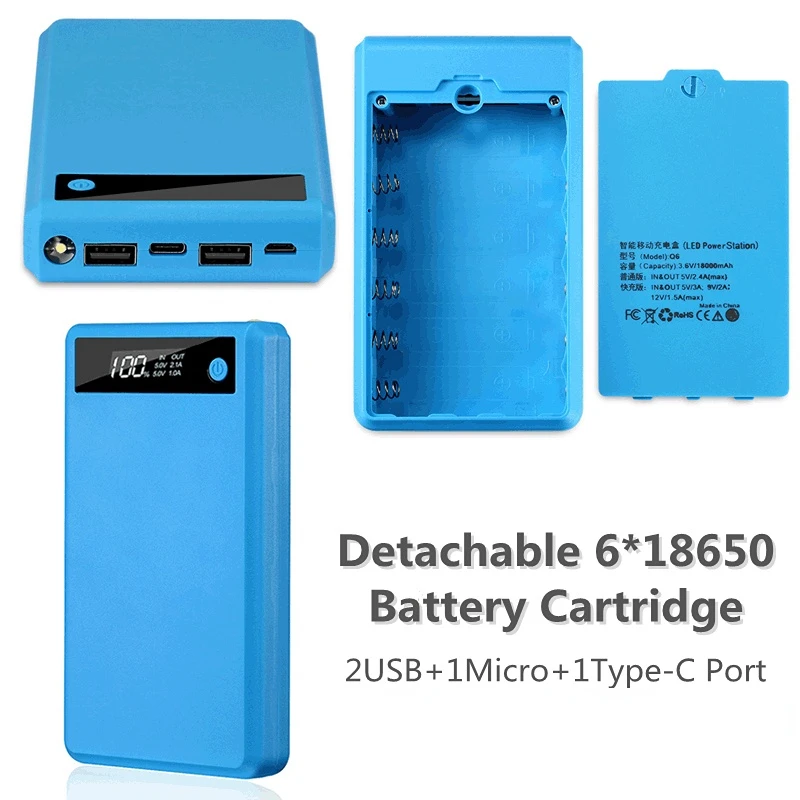 External 6*18650 5V Battery Charge Storage Box Shell Portable DIY Power Bank Case Micro USB Type C For Mobile Phones Charging
External 6*18650 5V Battery Charge Storage Box Shell Portable DIY Power Bank Case Micro USB Type C For Mobile Phones Charging