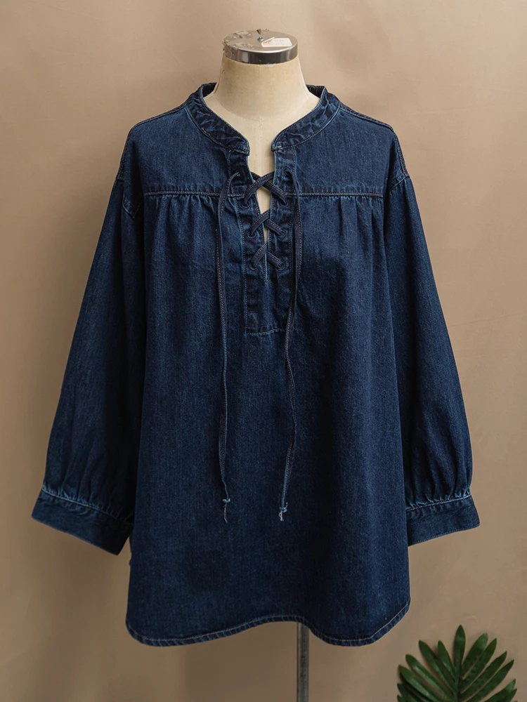 LY VAREY LIN New Spring Autumn Drawstring Neck Denim Tops Women Casual Loose Long Sleeve Pullover Fashion Dark Blue Jeans Jacket
LY VAREY LIN New Spring Autumn Drawstring Neck Denim Tops Women Casual Loose Long Sleeve Pullover Fashion Dark Blue Jeans Jacket