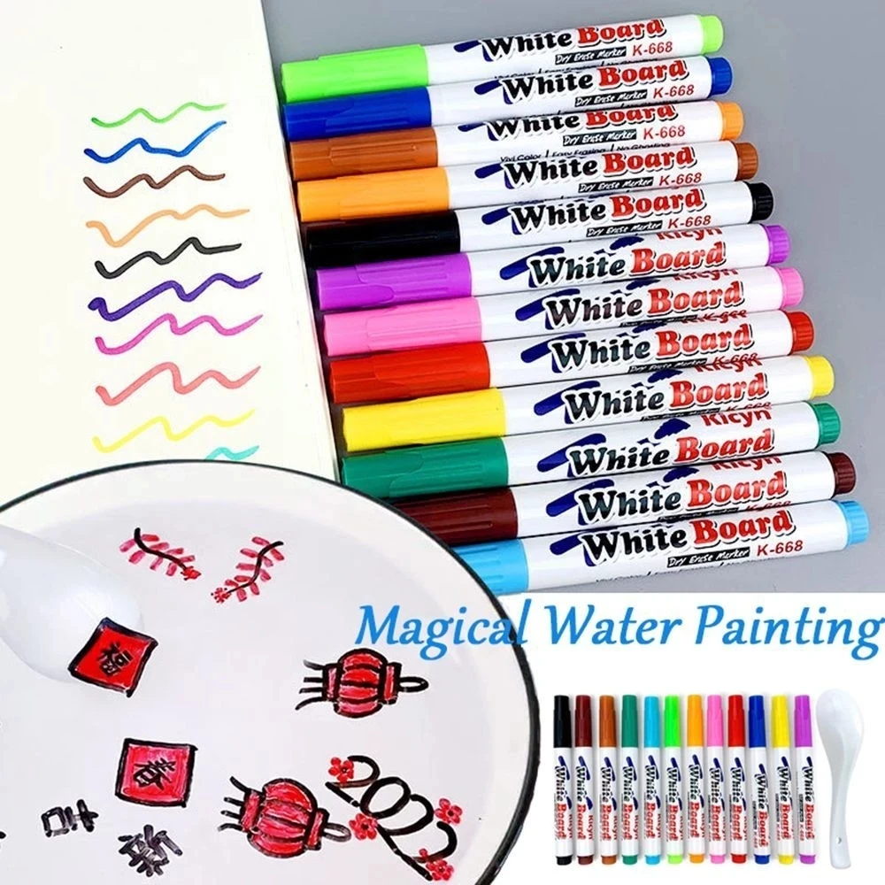Magic Water Painting Pen Erasable Floating Pen Doodle Drawing Whiteboard Pen Markers Students Stationary Kids Child Drawing Toy
Magic Water Painting Pen Erasable Floating Pen Doodle Drawing Whiteboard Pen Markers Students Stationary Kids Child Drawing Toy