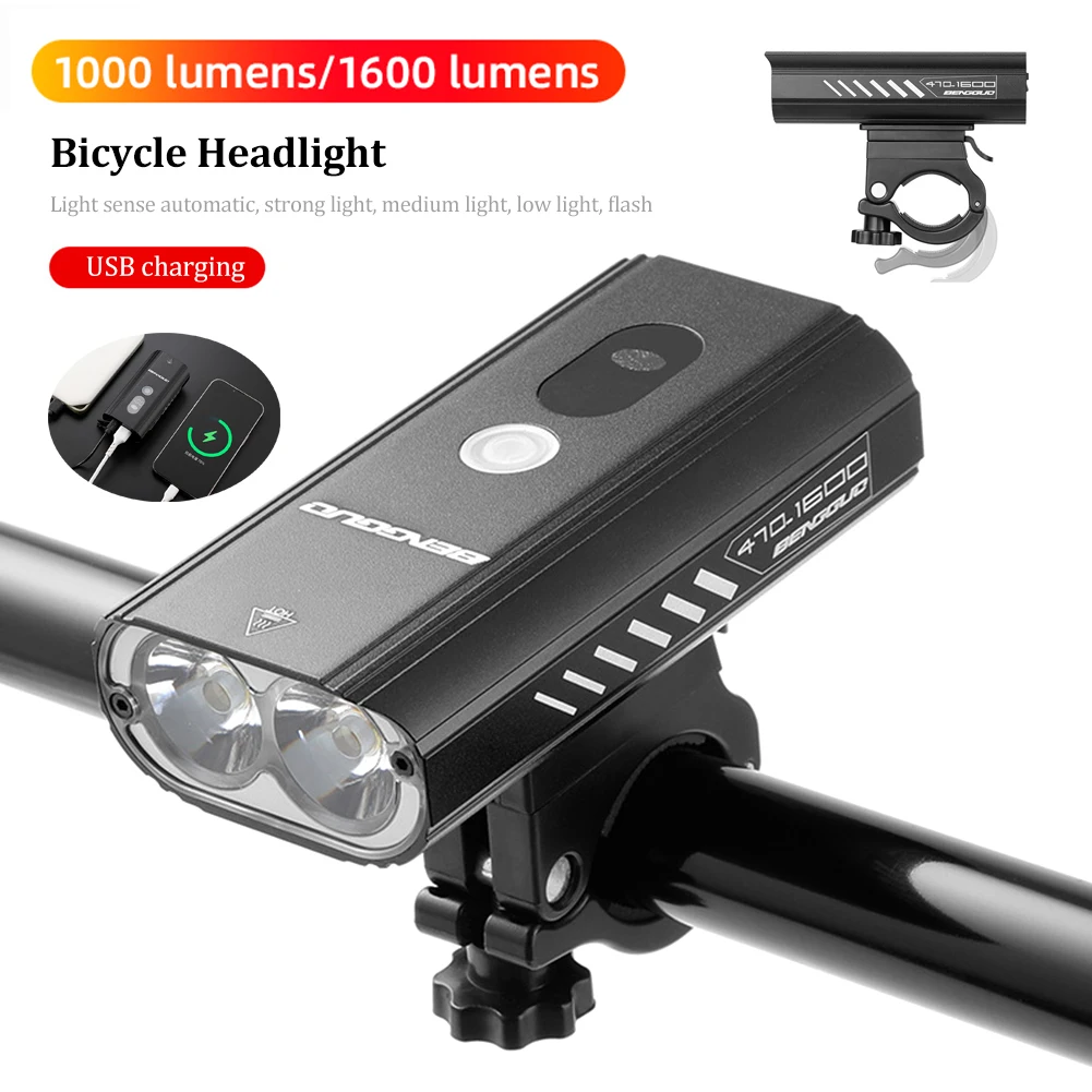 Bicycle Headlight High Brightness 1000/1600 Lumen Bike Front Lamp Auto Sensing Rechargeable Mountain Bike Head Light Flashlight
Bicycle Headlight High Brightness 1000/1600 Lumen Bike Front Lamp Auto Sensing Rechargeable Mountain Bike Head Light Flashlight