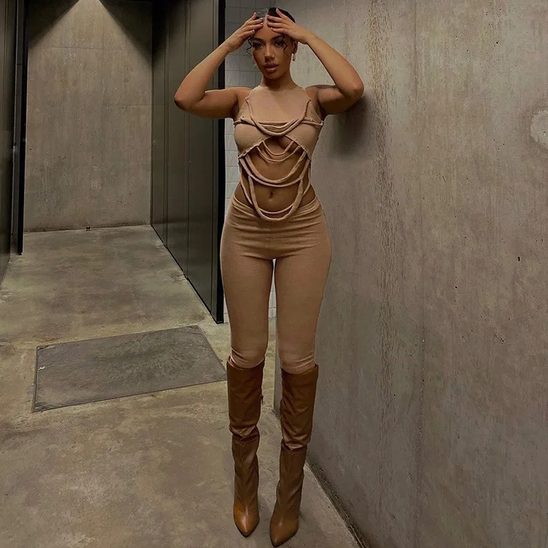 Женский однотонный спортивный костюм с вырезами, привлекательный клубный облегающий комплект из двух предметов, топ на бретелях с дырками ...
Женский однотонный спортивный костюм с вырезами, привлекательный клубный облегающий комплект из двух предметов, топ на бретелях с дырками ...