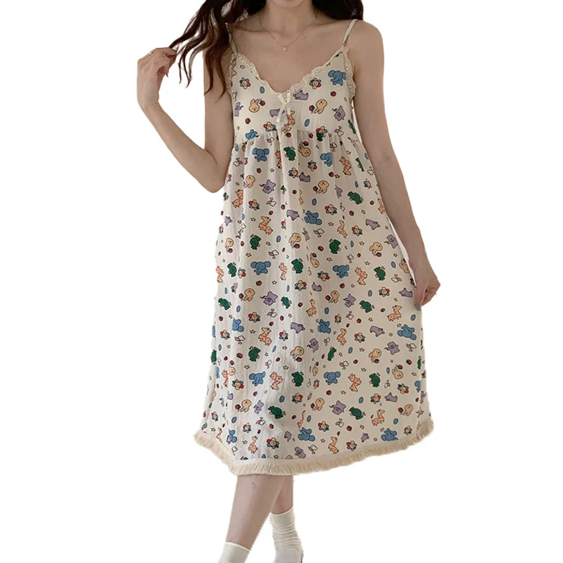 Sweet Pajama Lady Summer Ins Style Print V-neck Bubble Cotton Thin Slip Nightdress With Breast Cushion Nightwear
Sweet Pajama Lady Summer Ins Style Print V-neck Bubble Cotton Thin Slip Nightdress With Breast Cushion Nightwear