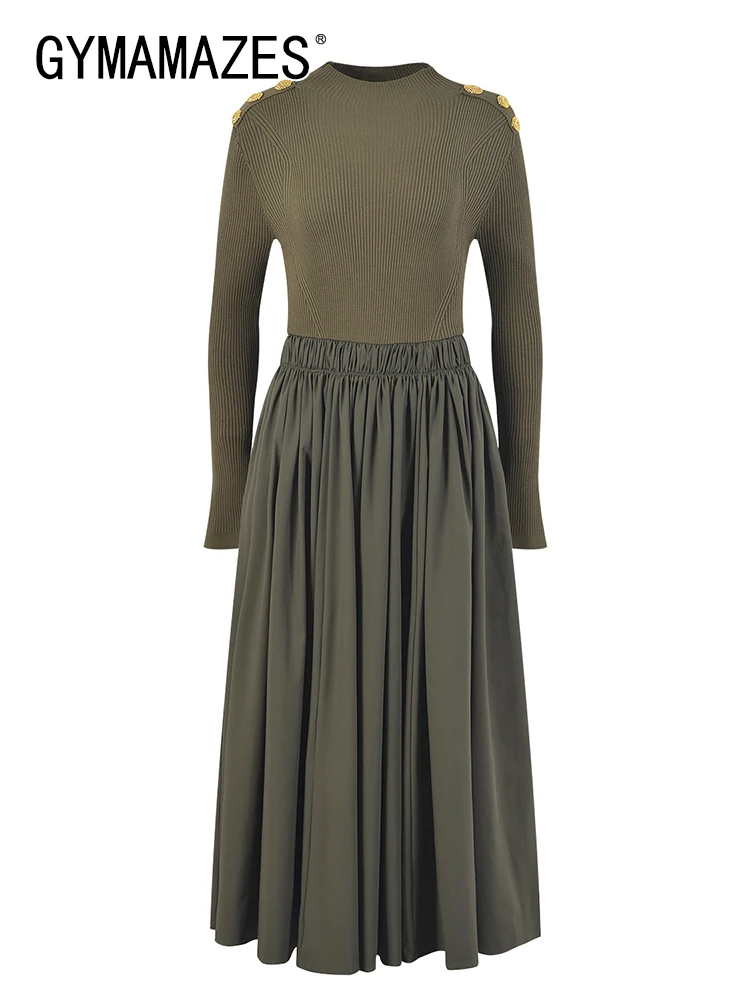 Женское трикотажное платье с круглым вырезом, длинным рукавом и высокой талией
Женское трикотажное платье с круглым вырезом, длинным рукавом и высокой талией