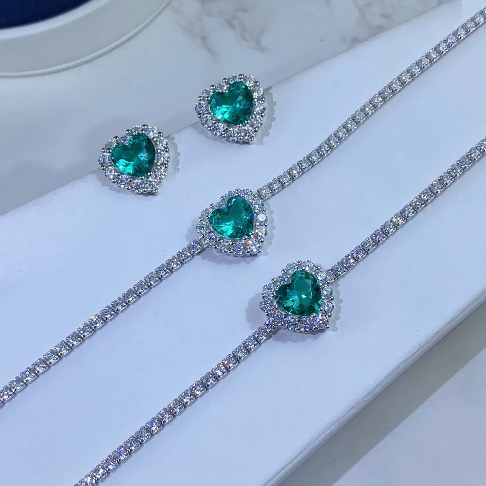 Dubai Gorgeous Artificial Paraiba Tourmaline Heart Earrings Necklace Bracelet Set For Women Luxury S925 Sterling Silver Jewelry
Dubai Gorgeous Artificial Paraiba Tourmaline Heart Earrings Necklace Bracelet Set For Women Luxury S925 Sterling Silver Jewelry