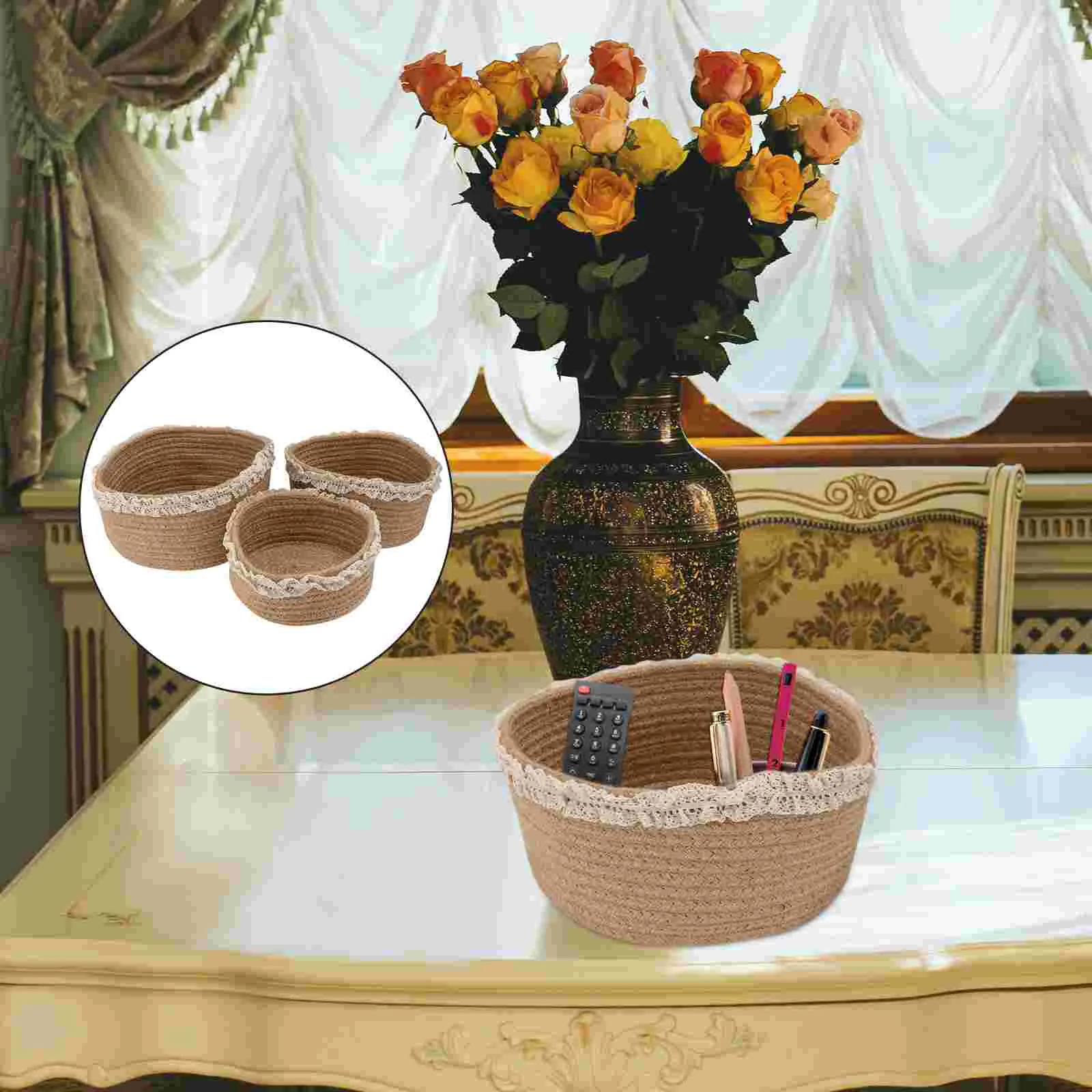 Storage Basket Cotton Woven Rattan Rope Box Hamper Sundries Laundry Practical Linen Foldable Organizer Bin Wicker Bowl Fruit
Storage Basket Cotton Woven Rattan Rope Box Hamper Sundries Laundry Practical Linen Foldable Organizer Bin Wicker Bowl Fruit