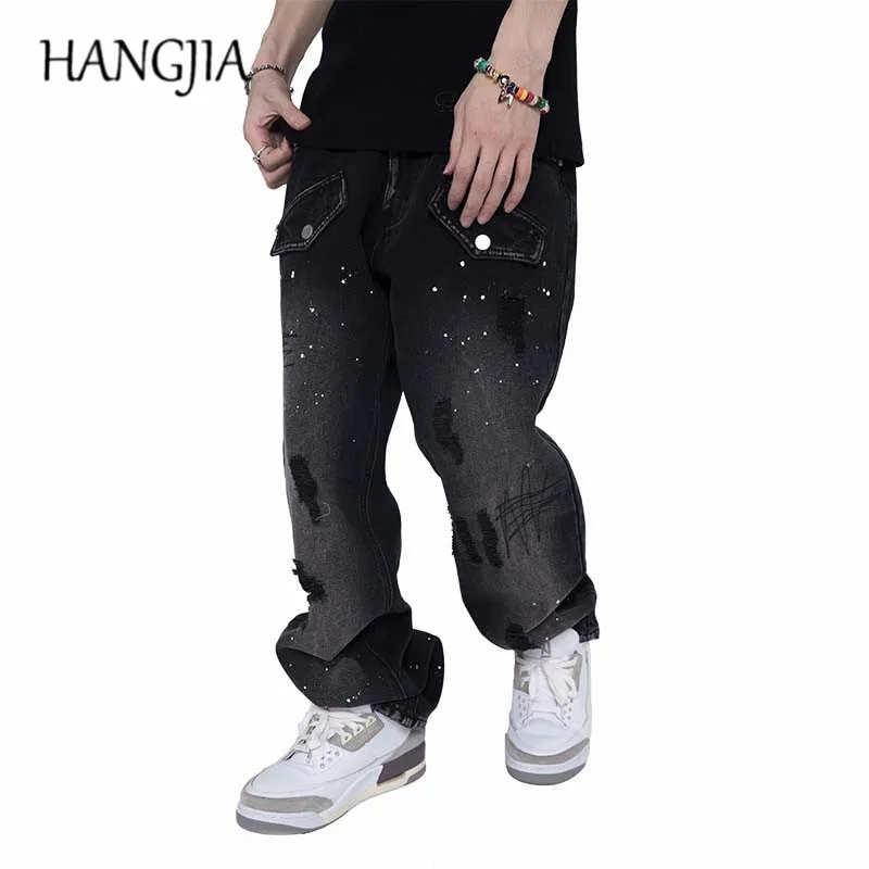 Retro Washed Destroyed Jeans Men's Hip Hop Embroidery Niche Design American Straight-leg Denim Jeans Women Distressed Splash Ink
Retro Washed Destroyed Jeans Men's Hip Hop Embroidery Niche Design American Straight-leg Denim Jeans Women Distressed Splash Ink