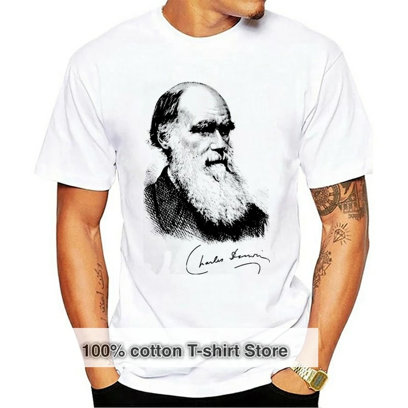 Simple Short-Sleeved Cotton T-Shirt Charles Darwin Portrait Signature Evolution Atheist Science T-shirt Tshirt Tee O-Neck Shirt
Simple Short-Sleeved Cotton T-Shirt Charles Darwin Portrait Signature Evolution Atheist Science T-shirt Tshirt Tee O-Neck Shirt