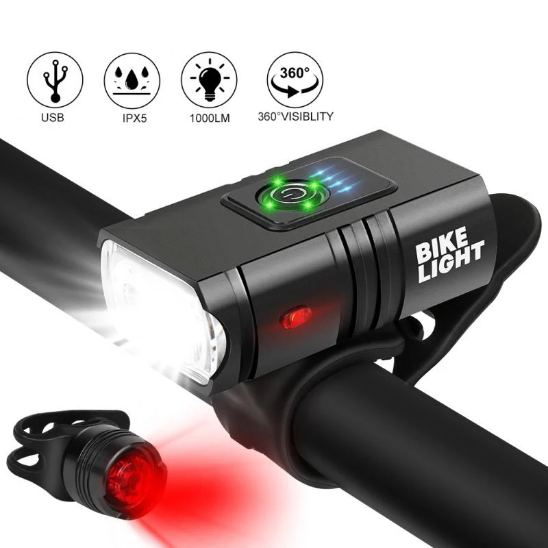 T6 LED Bicycle Light Set 10W 1000LM USB Rechargeable Power Display Bike Headlight Taillight Luz Bicicleta Bike Accessories
T6 LED Bicycle Light Set 10W 1000LM USB Rechargeable Power Display Bike Headlight Taillight Luz Bicicleta Bike Accessories