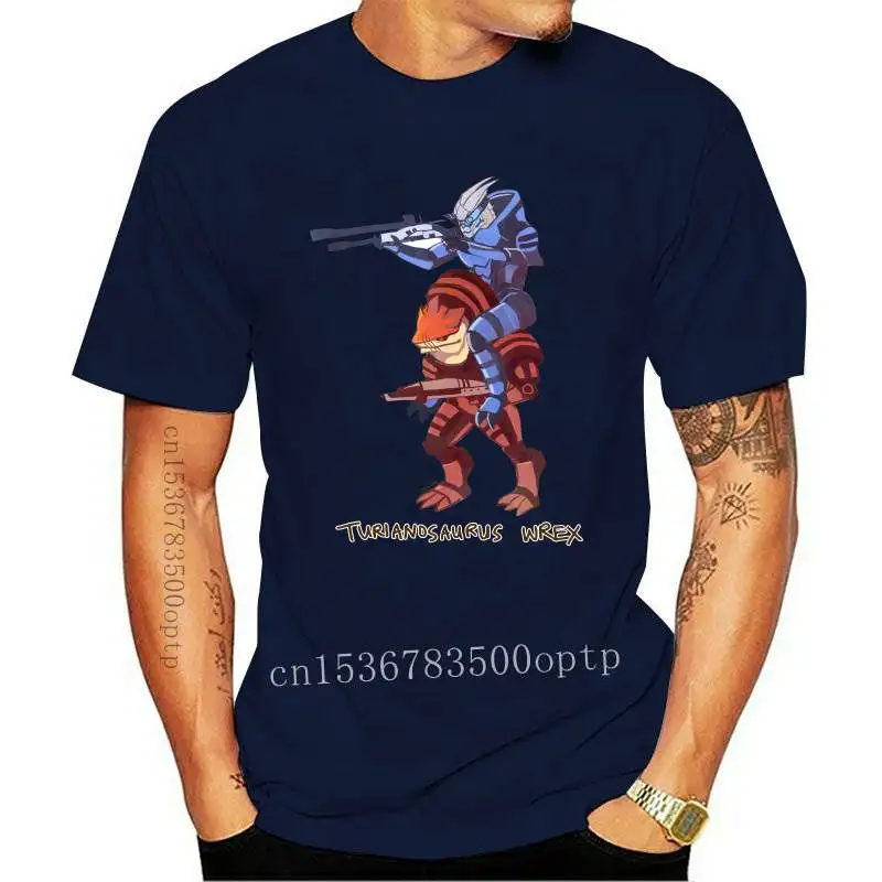 

New Mass Effect T Shirt Turianosaurus Wrex T-Shirt Casual Mens Tee Shirt Short-Sleeve Cute 100% Cotton Print Tshirt