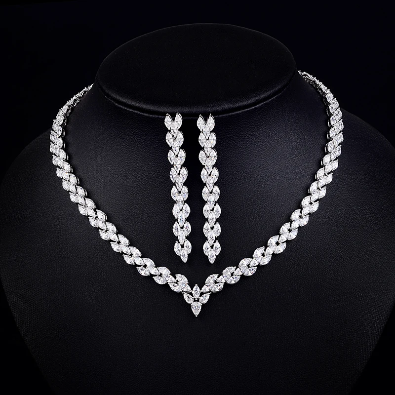ZAKOL Luxury Shinny Marquise Cut Cubic Zircon Necklace Earrings Jewelry Sets for Women Fashion White Leaf Wedding Dress FSSP158
ZAKOL Luxury Shinny Marquise Cut Cubic Zircon Necklace Earrings Jewelry Sets for Women Fashion White Leaf Wedding Dress FSSP158