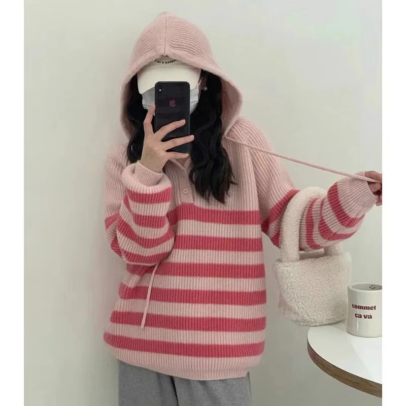 2022 Autumn Women's Lazy Style Striped Hooded Drawstring Sweater New Loose Soft Sticky
2022 Autumn Women's Lazy Style Striped Hooded Drawstring Sweater New Loose Soft Sticky