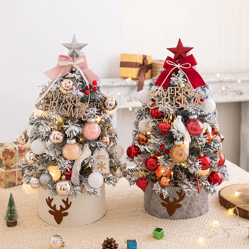 

Настольное мини-украшение для дома, Рождественская елка, розовая с подсветкой, Рождественское украшение, 45 см