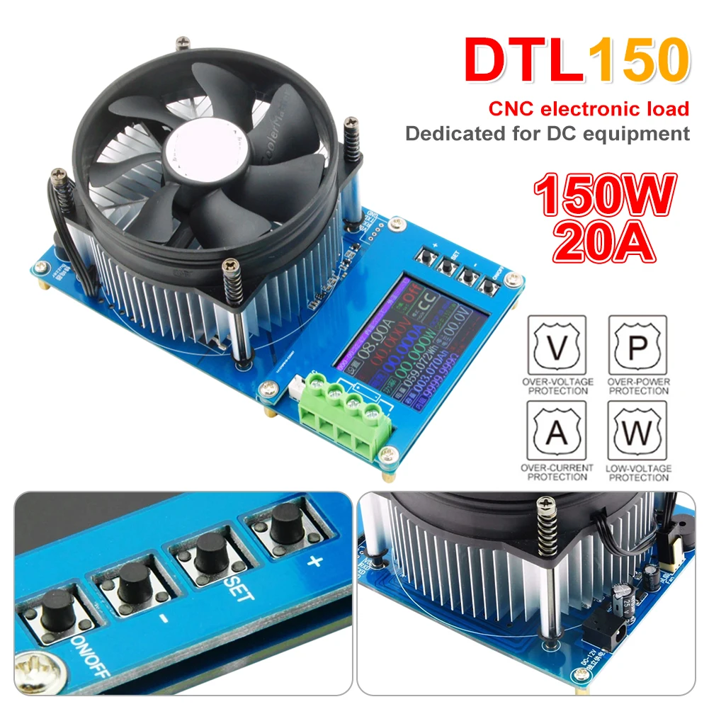 150W 20A Digital Battery Capacity Tester 2.4inch TFT Color Display Adjustable Constant Current Electronic Load Discharge Tester
150W 20A Digital Battery Capacity Tester 2.4inch TFT Color Display Adjustable Constant Current Electronic Load Discharge Tester
