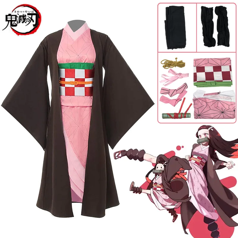 

Anime Demon Slayer Clothes Cosplay Kanroji Mitsuri Kochou Shinobu Tokitou Muichirou Agatsuma Zenitsu Kamado Nezuko Costume Set