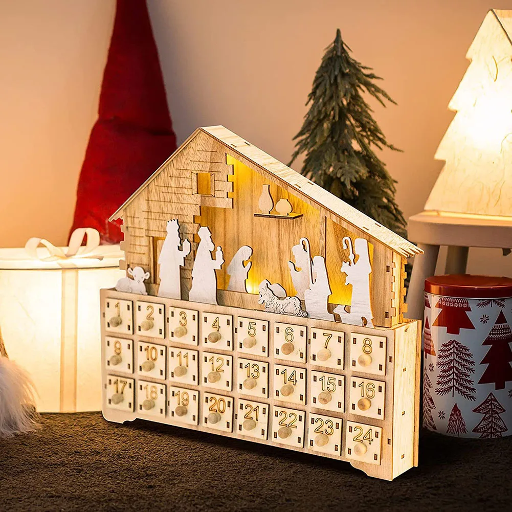 

Jesus Birth Scene Calendar Box Ornament Exquisite Engrave Calendar Artwares For Children