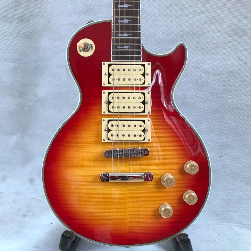 

Hot!Custom shop Ace frehley signature 3 pickups Electric Guitar,vintage sunburst tiger flame custom guitarra Free shipping