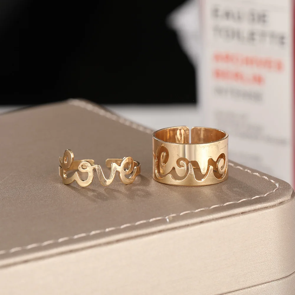 Gold New Fashion Metal Adjustable Rings Punk Couple Ring English Letters Love Couple Ring Set Wedding Jewelry
Gold New Fashion Metal Adjustable Rings Punk Couple Ring English Letters Love Couple Ring Set Wedding Jewelry