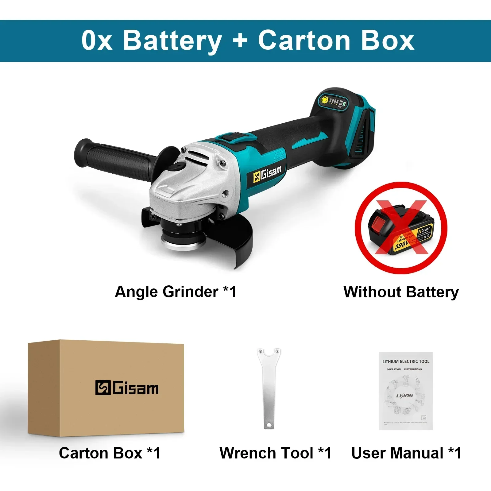 GISAM Бесщеточная угловая шлифовальная машина 125 мм для аккумуляторов Makita 18 В 
GISAM Бесщеточная угловая шлифовальная машина 125 мм для аккумуляторов Makita 18 В