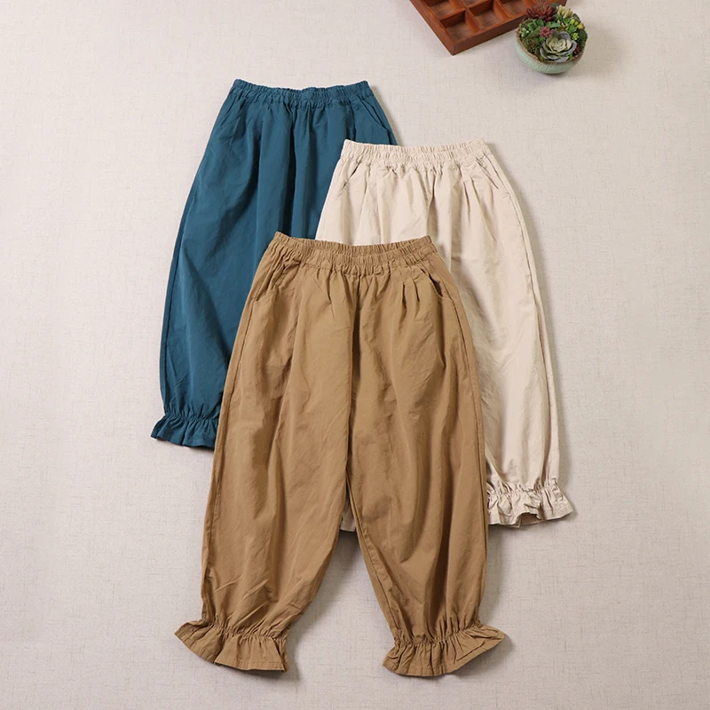 Japanese Style Mori Girl Solid Color Loose Casual Harem Pants Cotton Cropped Pants Women
Japanese Style Mori Girl Solid Color Loose Casual Harem Pants Cotton Cropped Pants Women
