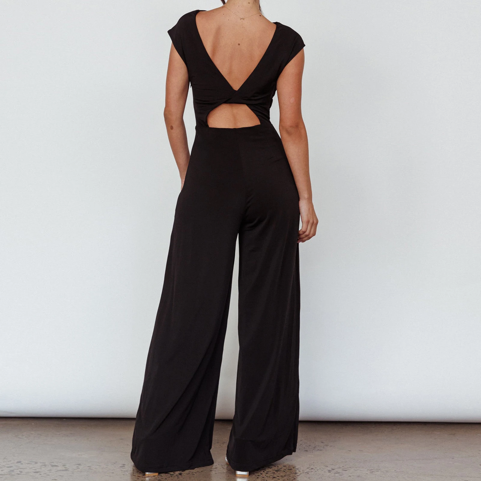 Ladies Slim Jumpsuit Outfits Elastic Waist Backless Jumpsuit Elegant Solid Color Casual Full Length Summer Commuting Jumpsuit
Ladies Slim Jumpsuit Outfits Elastic Waist Backless Jumpsuit Elegant Solid Color Casual Full Length Summer Commuting Jumpsuit