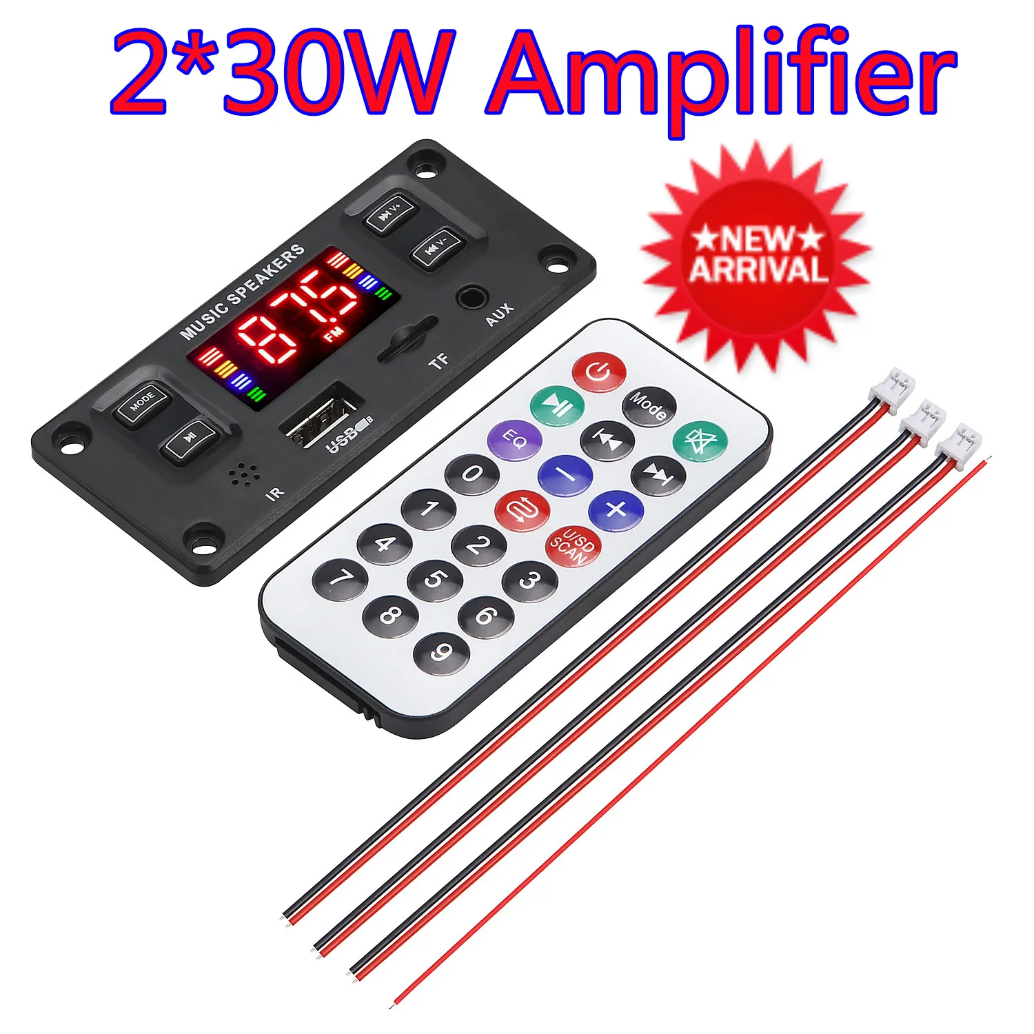 60W Amplifier 12V 22V MP3 Decoder Board Bluetooth 5.0 2*30W MP3 Player USB Recording Module FM AUX Radio For Speaker Hands-free
60W Amplifier 12V 22V MP3 Decoder Board Bluetooth 5.0 2*30W MP3 Player USB Recording Module FM AUX Radio For Speaker Hands-free
