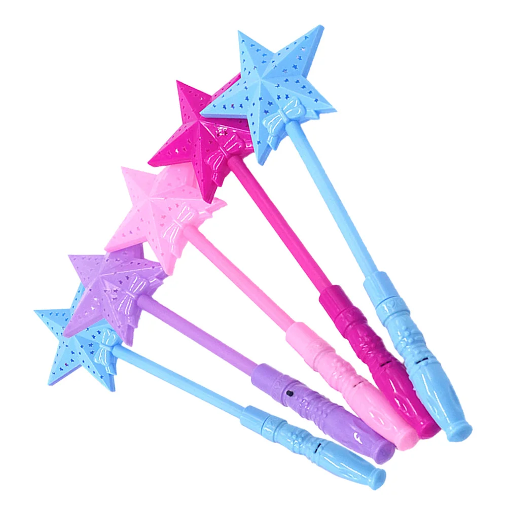 

5pcs Flashing Sticks Five-pointed Star Hollow LED Luminous Glow Sticks Fairy Wand Cheering Props for Concert Birthday