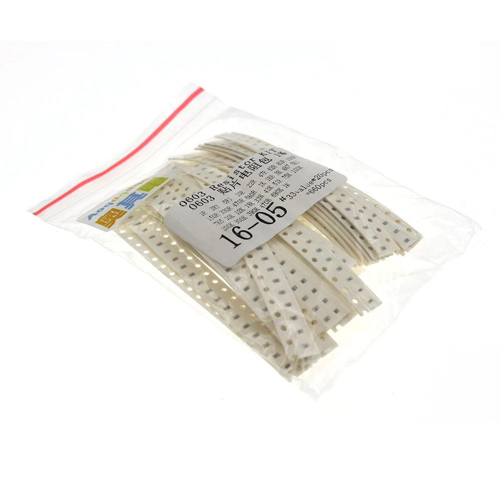 660PCS/LOT 0603 SMD Resistor Kit Assorted Kit 1R ohm-1M ohm 1% 1608 1R-11M 33valuesX20pcs=660pcs Sample Kit
660PCS/LOT 0603 SMD Resistor Kit Assorted Kit 1R ohm-1M ohm 1% 1608 1R-11M 33valuesX20pcs=660pcs Sample Kit