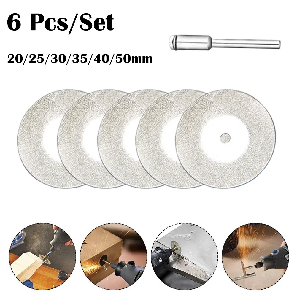 6pcs Mini Diamond Cutting Disc Circular Saw Blade Set 50/40/35/30/25/22/20mm For Rotary Grinding Wheel Stone Jade Ceramic Glass
6pcs Mini Diamond Cutting Disc Circular Saw Blade Set 50/40/35/30/25/22/20mm For Rotary Grinding Wheel Stone Jade Ceramic Glass