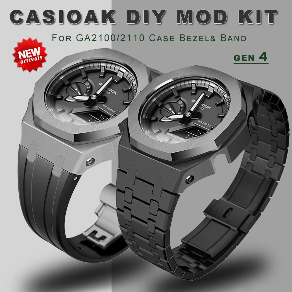 NEW Casioak Gen4 GA2100 Mod kit Modification Kit Metal Case Bezel Frame For Casio G shock ga2110 Metal Rubber Strap Accessories 
NEW Casioak Gen4 GA2100 Mod kit Modification Kit Metal Case Bezel Frame For Casio G shock ga2110 Metal Rubber Strap Accessories