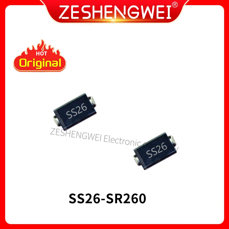50PCS SMD Rectifier Diode SR260 Screen Printed SS26 Package SMA 2A 60V Schottky DO-214AC
50PCS SMD Rectifier Diode SR260 Screen Printed SS26 Package SMA 2A 60V Schottky DO-214AC