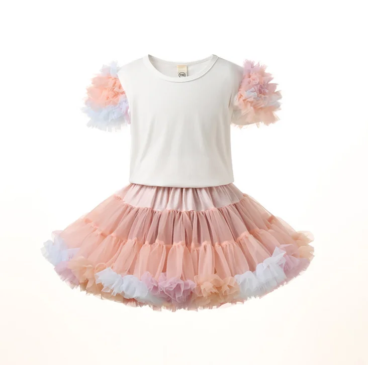 

Retail 2023 New Baby Girls Summer Boutique Fashion Sets, Top+ TUTU Skirts Princess Sweet Birthday Suits 1-6T