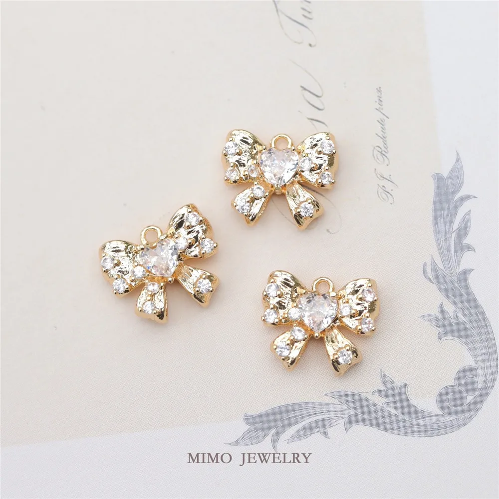 Color copper plated gold heart zircon escaped princess wind bow pendant DIY accessories
Color copper plated gold heart zircon escaped princess wind bow pendant DIY accessories