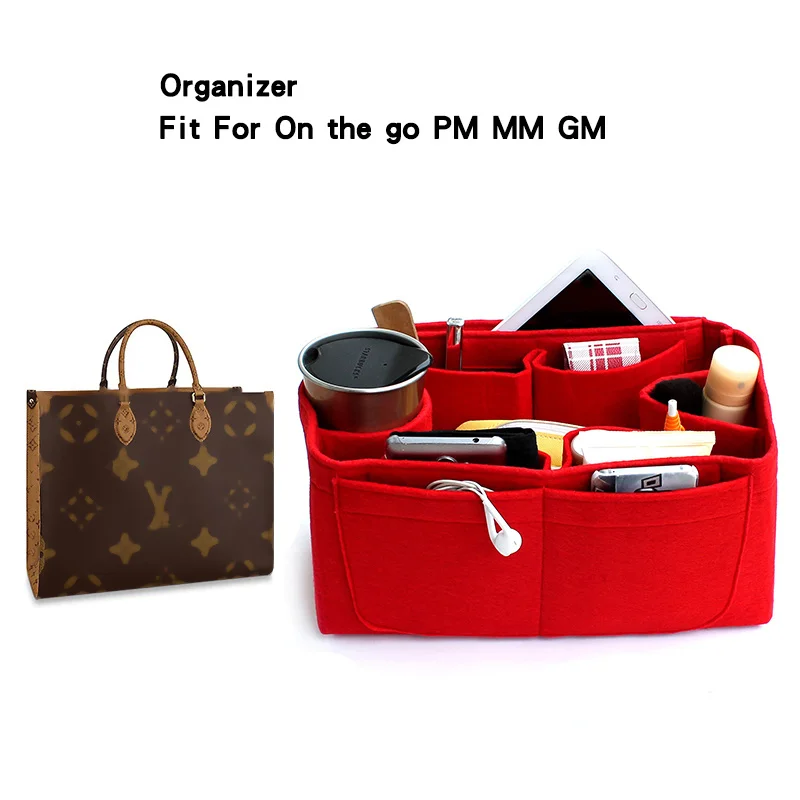 

Felt Insert Bag Organizer For ONTHEGO Tote PM MM GM,Cosmetic Bags Handbag Shaper,Woman Travel Storage,On The Go Inner Purse