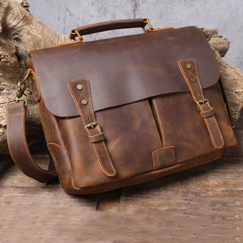 

Newsbirds Cowhide Men's Briefcase Genuine Leather A4 File Document Handbag Male Laptop Shoulder Bag Business Computer Bag