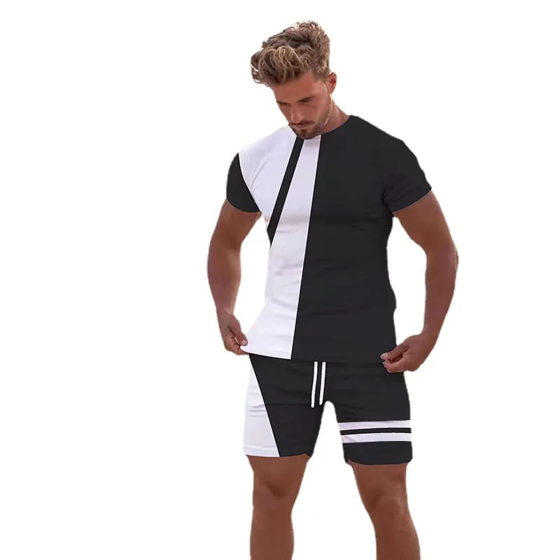 Summer Slim Tracksuit For Men Casual Solid Color 3D print Black and white stripes Sports Suit T-shirt + Shorts 2-piece Sets
Summer Slim Tracksuit For Men Casual Solid Color 3D print Black and white stripes Sports Suit T-shirt + Shorts 2-piece Sets