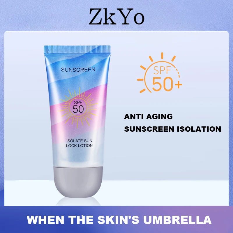 

Солнцезащитный крем ZKYO SPF50, гелевый изоляционный лосьон, крем для защиты от УФ-лучей для мужчин и женщин, увлажняющий отбеливающий водонепроницаемый Восстанавливающий