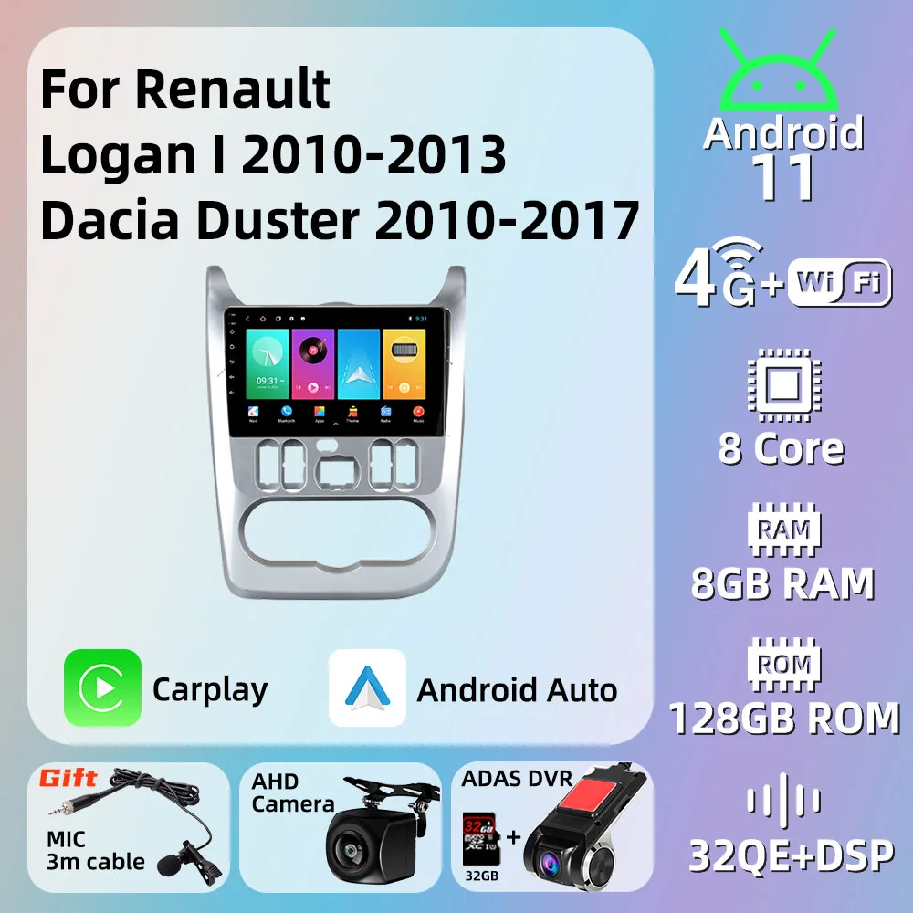 

Автомагнитола 2 Din на Android, стерео для Renault Logan I 2010-2013 Dacia Duster 2010-2017, автомобильный мультимедийный плеер, головное устройство, авторадио FM