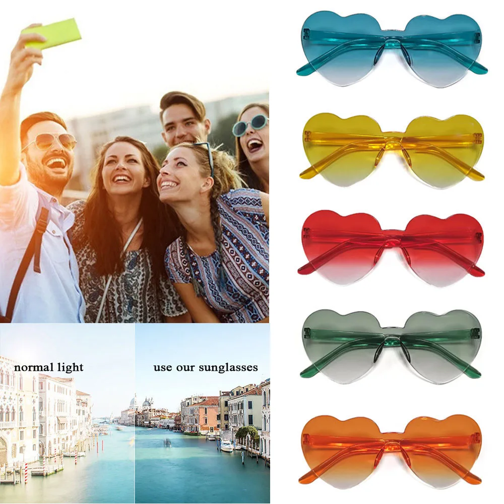 Fashion Women Colors Polarized Heart Shape Tinted Party Sunglasses Girls Vintage Flat Mirror Colors Rimless Female Sun Glasses
Fashion Women Colors Polarized Heart Shape Tinted Party Sunglasses Girls Vintage Flat Mirror Colors Rimless Female Sun Glasses