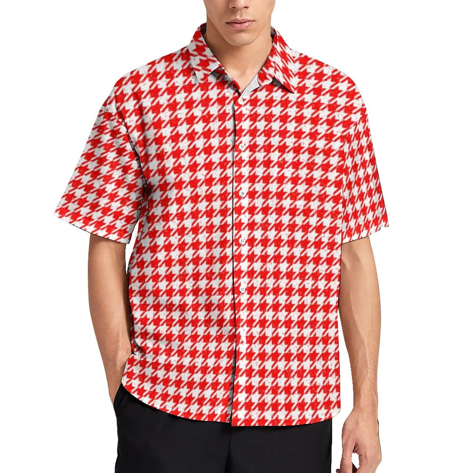 Houndstooth Speckled Vacation Shirt Red White Pattern Hawaiian Casual Shirts Street Style Blouses Short-Sleeve Graphic Clothes
Houndstooth Speckled Vacation Shirt Red White Pattern Hawaiian Casual Shirts Street Style Blouses Short-Sleeve Graphic Clothes